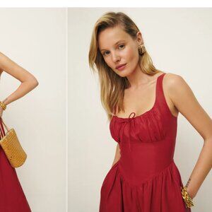 Reformation Balia Linen Dress in Sundried Tomato